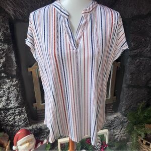Fifty Street size XL Striped V-Neck Blouse top shirt